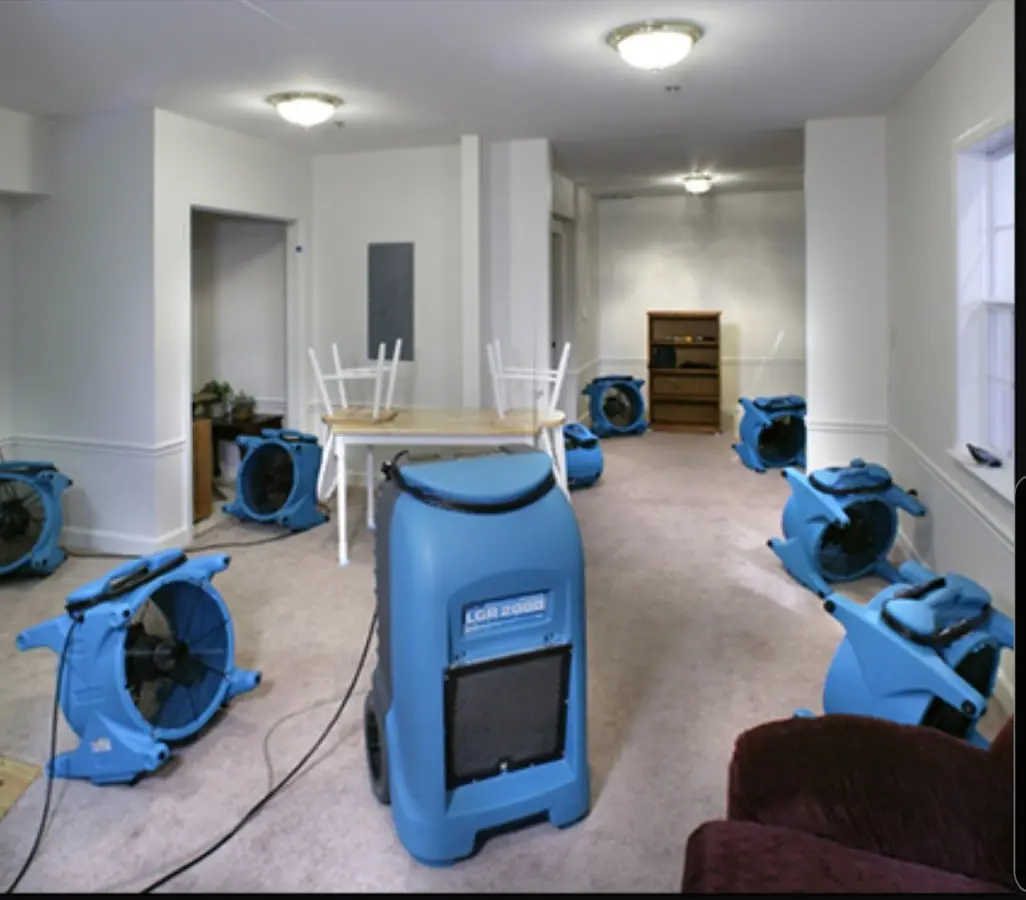 Air movers and dehumidifier setup for Water Extraction & Removal in Villa Park